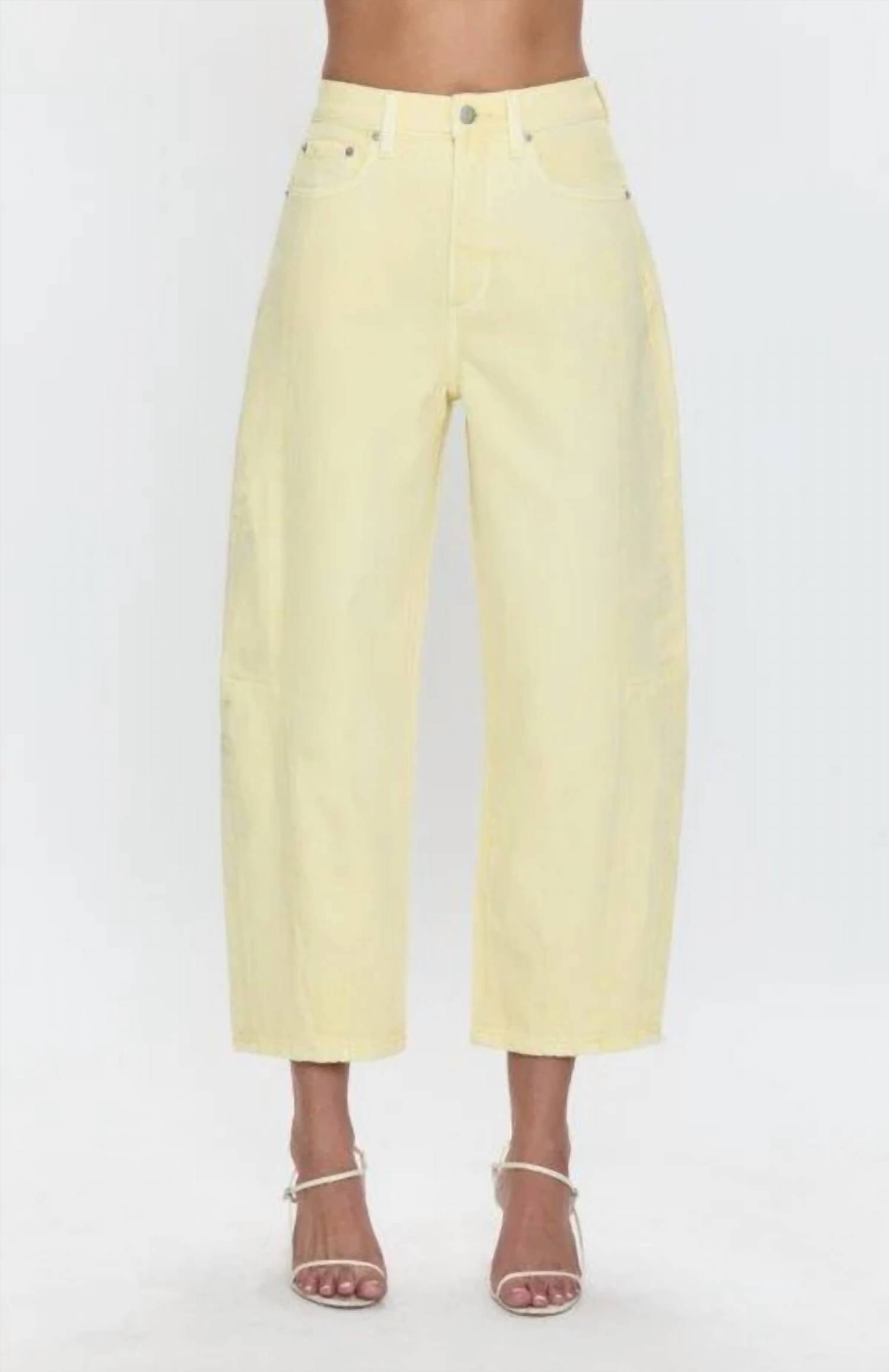 New Pistola Eli Rigid High Rise Arched Leg Jean In Soft Buttercup